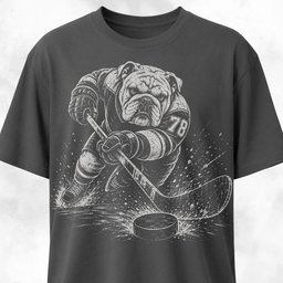 Bulldog Playing Hockey T Shirt Gift For Dog Lover