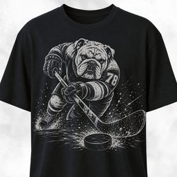 Bulldog Playing Hockey T Shirt Gift For Dog Lover