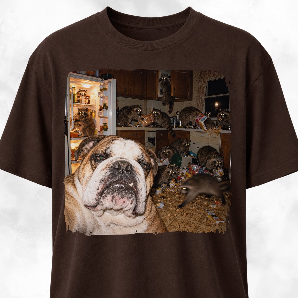 Bulldog Polaroid Raccoon Kitchen Chaos T Shirt Gift For Dog Lover