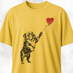 Bulldog With Red Balloon T Shirt Gift For Dog Lover