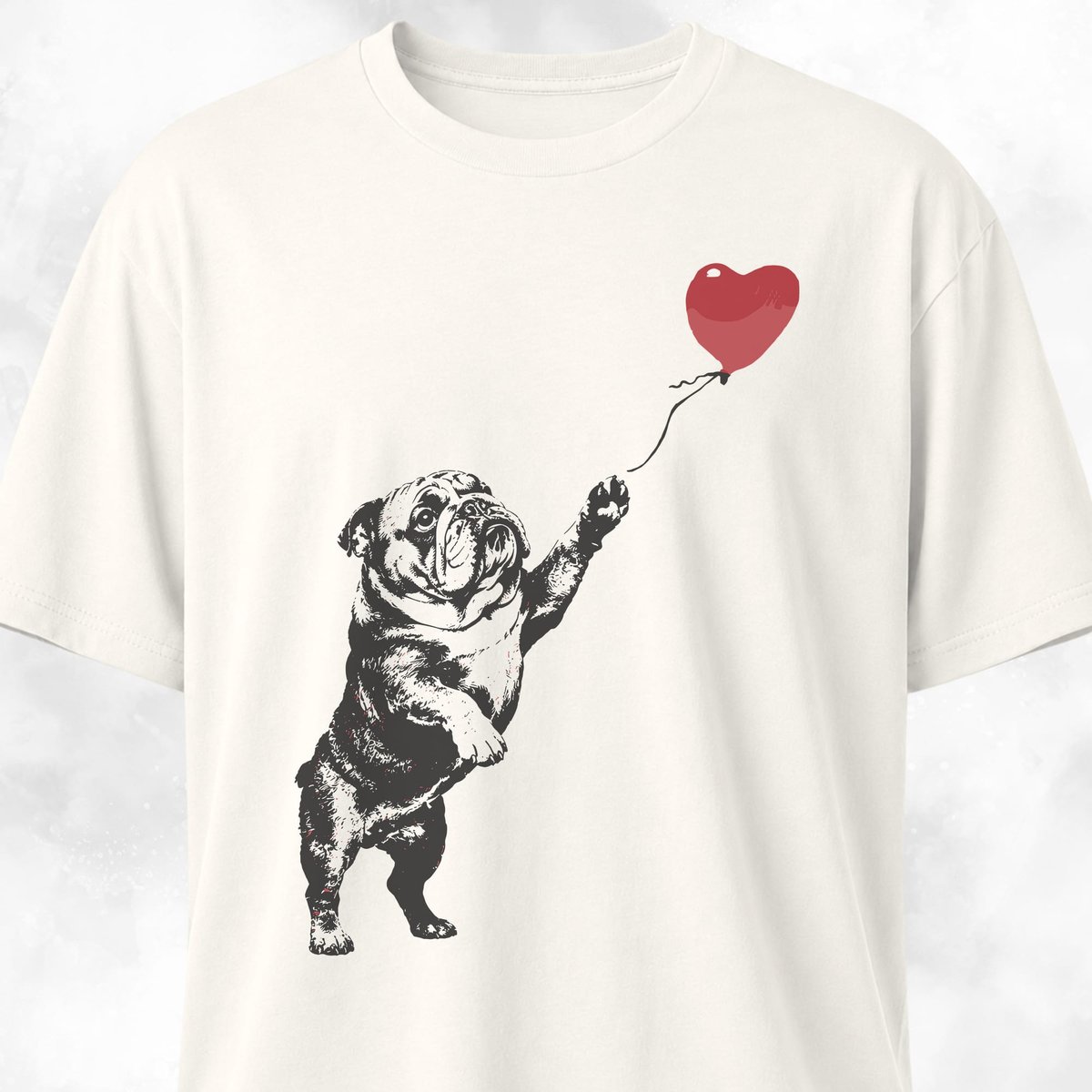 Bulldog With Red Balloon T Shirt Gift For Dog Lover