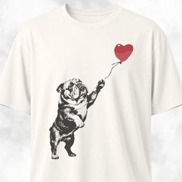 Bulldog With Red Balloon T Shirt Gift For Dog Lover