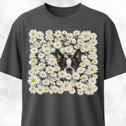 Boston Terrier In A Daisies Field T Shirt Gift For Dog Lover