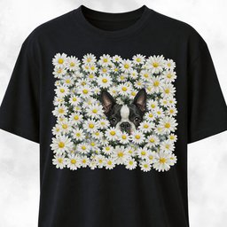 Boston Terrier In A Daisies Field T Shirt Gift For Dog Lover
