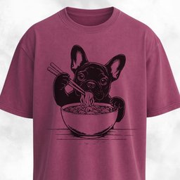 Cute Frenchie Eating Ramen Noodles T Shirt Gift For Dog Lover