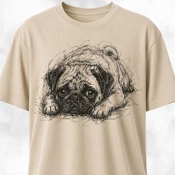 Cute Pug Scribble T Shirt Gift For Dog Lover