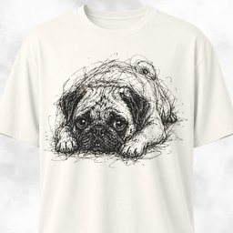 Cute Pug Scribble T Shirt Gift For Dog Lover
