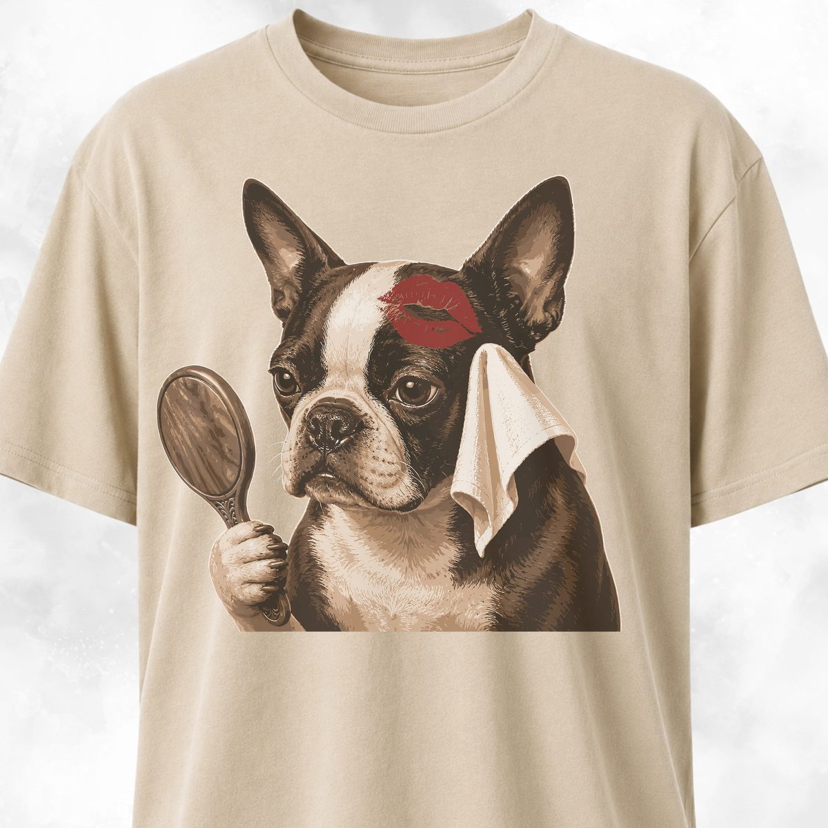 Boston Terrier With A Mirror T Shirt Gift For Dog Lover