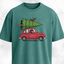 Christmas Tree Dachshunds In A Red Car T Shirt Gift For Dog Lover