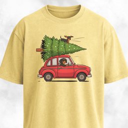 Christmas Tree Dachshunds In A Red Car T Shirt Gift For Dog Lover