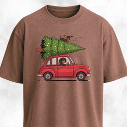 Christmas Tree Dachshunds In A Red Car T Shirt Gift For Dog Lover