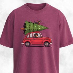 Christmas Tree Dachshunds In A Red Car T Shirt Gift For Dog Lover