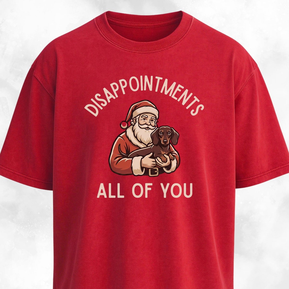 Disappointed Santa With Dachshund T Shirt Gift For Dog Lover