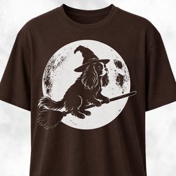 Cavalier King Charles Spaniel On A Broom T Shirt Gift For Dog Lover
