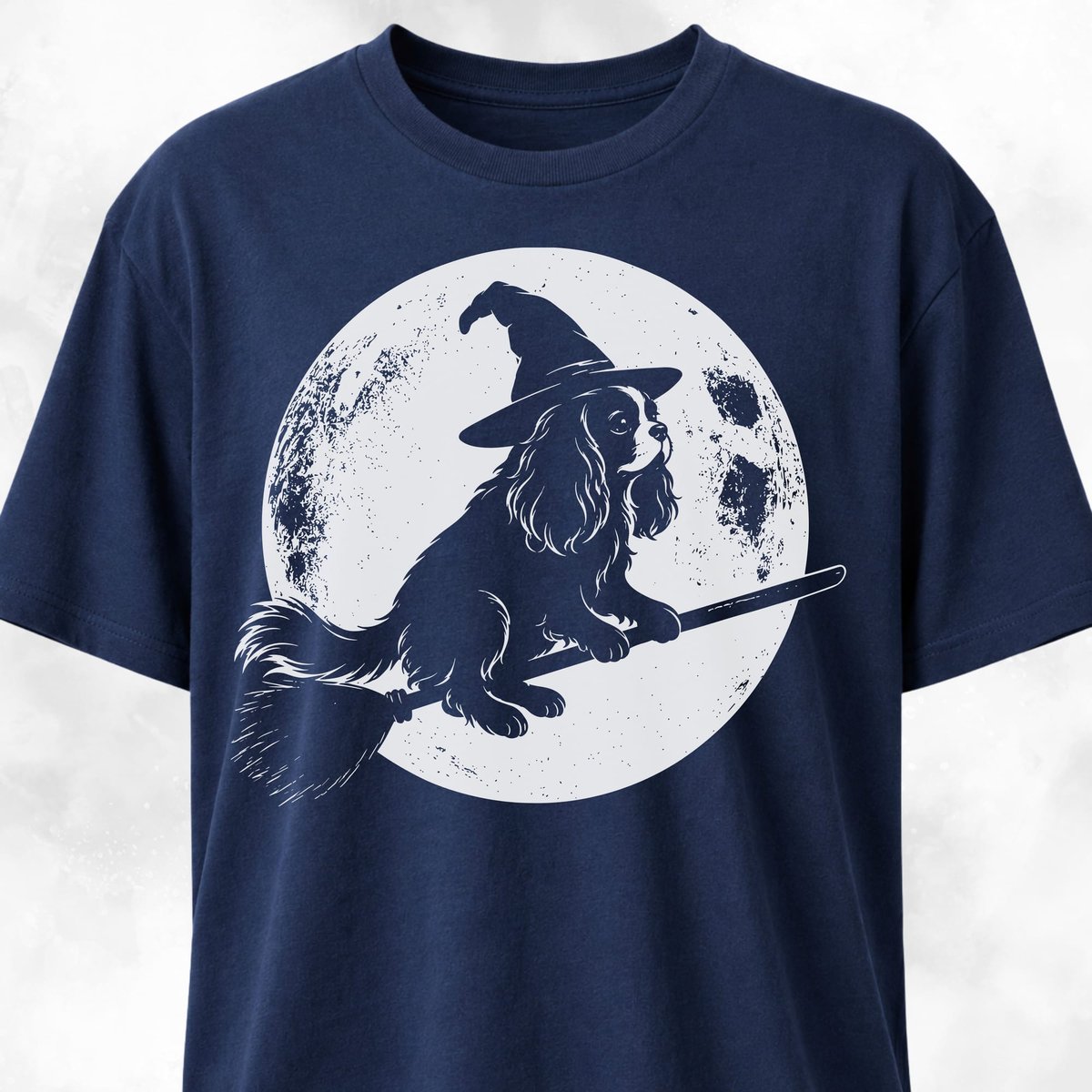 Cavalier King Charles Spaniel On A Broom T Shirt Gift For Dog Lover