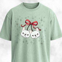 Coquette Bow Frenchie Cherries T Shirt Gift For Dog Lover