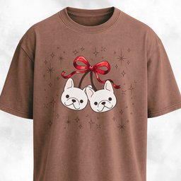 Coquette Bow Frenchie Cherries T Shirt Gift For Dog Lover