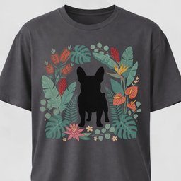 Botanical Frenchie Silhouette T Shirt Gift For Dog Lover