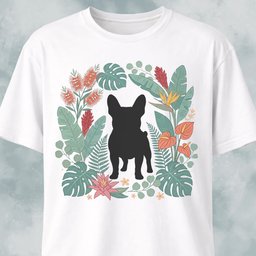 Botanical Frenchie Silhouette T Shirt Gift For Dog Lover
