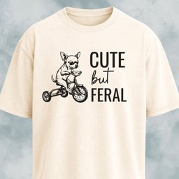 Cute But Feral Chihuahua T Shirt Gift For Dog Lover