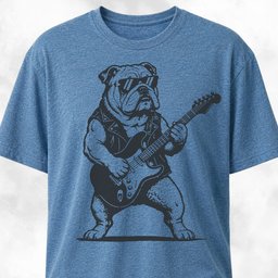 Bulldog Rockstar Playing The Guitar T Shirt Gift For Dog Lover