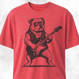 Bulldog Rockstar Playing The Guitar T Shirt Gift For Dog Lover