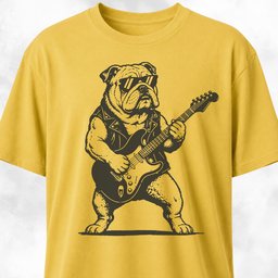 Bulldog Rockstar Playing The Guitar T Shirt Gift For Dog Lover