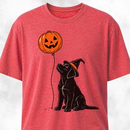 Black Lab With Pumpkin Balloon T Shirt Gift For Dog Lover