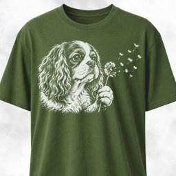 Cavalier King Charles Spaniel Blowing Dandelion T Shirt Gift For Dog Lover