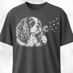 Cavalier King Charles Spaniel Blowing Dandelion T Shirt Gift For Dog Lover