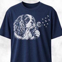 Cavalier King Charles Spaniel Blowing Dandelion T Shirt Gift For Dog Lover