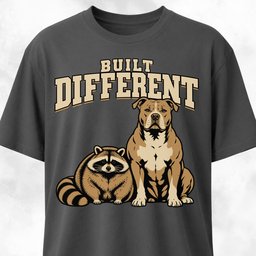 Built Different Pitbull With Raccoon T Shirt Gift For Dog Lover