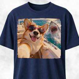 Corgi With Shark T Shirt Gift For Dog Lover