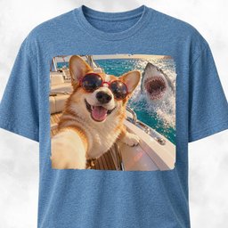 Corgi With Shark T Shirt Gift For Dog Lover