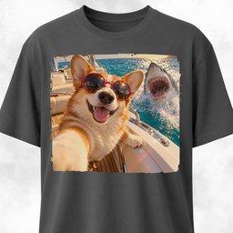 Corgi With Shark T Shirt Gift For Dog Lover