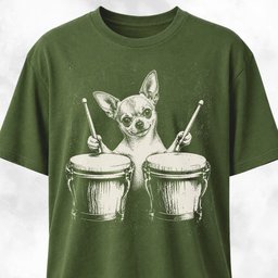 Chihuahua Playing The Bongos T Shirt Gift For Dog Lover