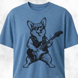 Corgi Rockstar Playing The Guitar T Shirt Gift For Dog Lover