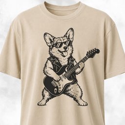 Corgi Rockstar Playing The Guitar T Shirt Gift For Dog Lover