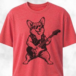 Corgi Rockstar Playing The Guitar T Shirt Gift For Dog Lover