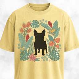 Botanical Frenchie Silhouette T Shirt Gift For Dog Lover