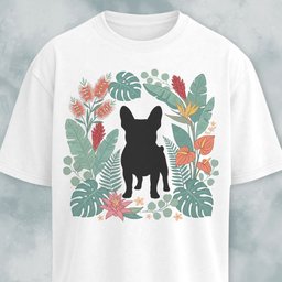 Botanical Frenchie Silhouette T Shirt Gift For Dog Lover