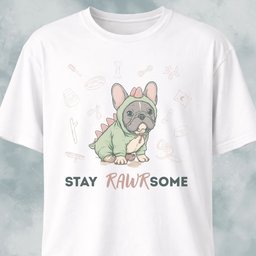 Cute Frenchie In A Dinosaur Costume T-Shirt