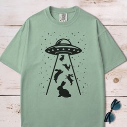 Cosmic Rabbit Graphic Ufo Aliens T Shirt Gift For Dog Lover