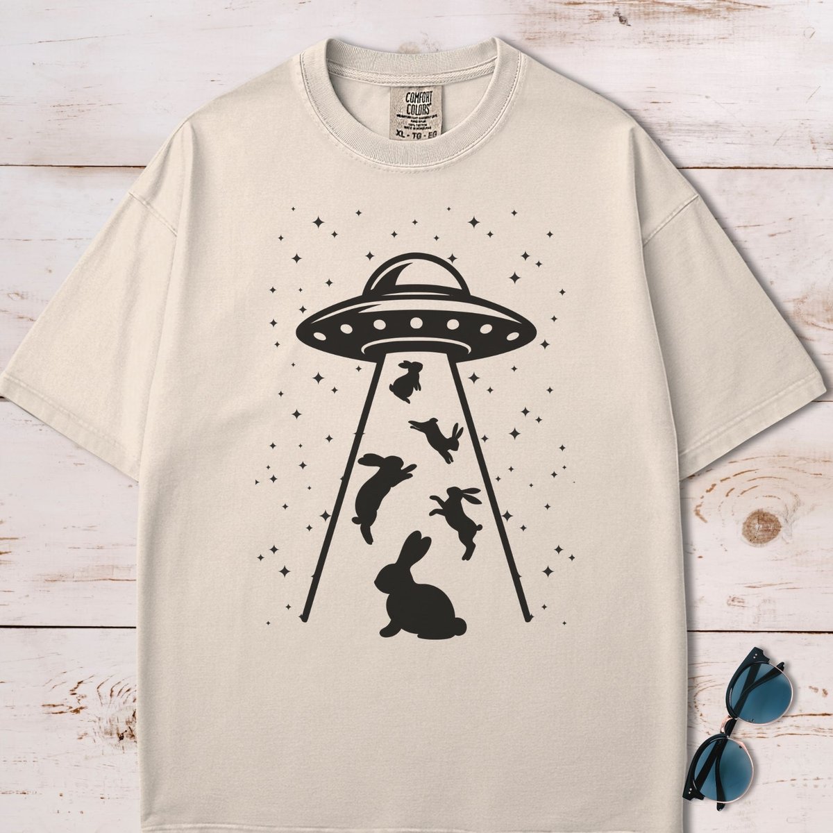 Cosmic Rabbit Graphic Ufo Aliens T Shirt Gift For Dog Lover
