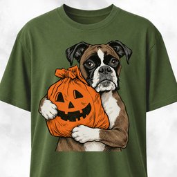 Boxer With Pumpkin Halloween Sack T Shirt Gift For Dog Lover