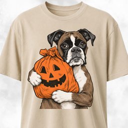 Boxer With Pumpkin Halloween Sack T Shirt Gift For Dog Lover