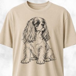 Cavalier King Charles Spaniel Scribble T Shirt Gift For Dog Lover