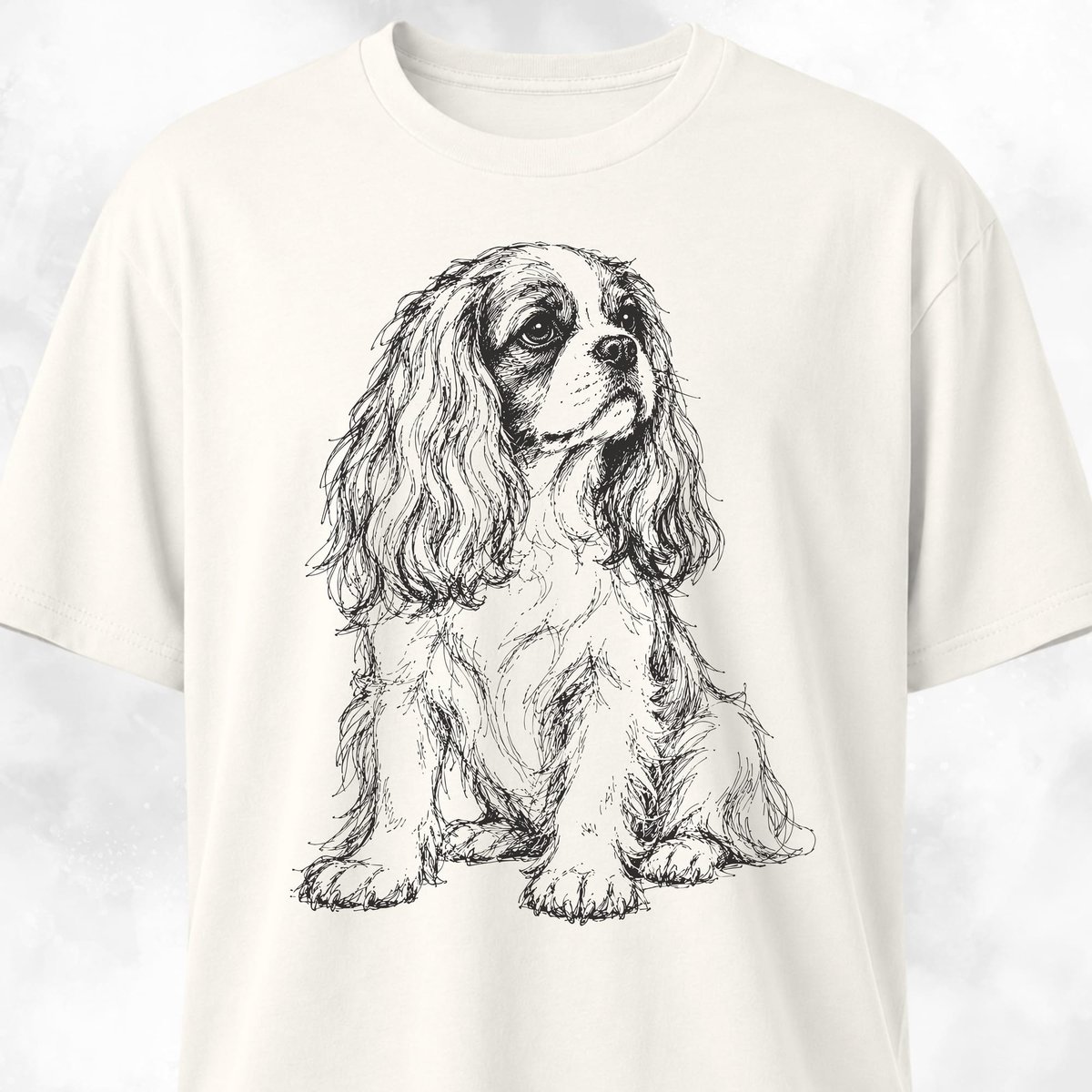 Cavalier King Charles Spaniel Scribble T Shirt Gift For Dog Lover