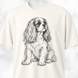Cavalier King Charles Spaniel Scribble T Shirt Gift For Dog Lover