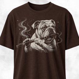 Bulldog Playing The Flute T Shirt Gift For Dog Lover